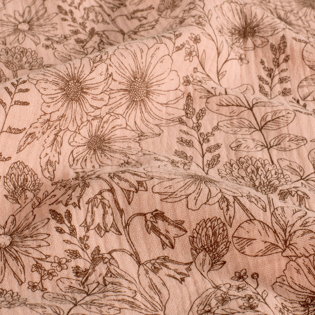 Muslin fabric Flowers Old Pink
