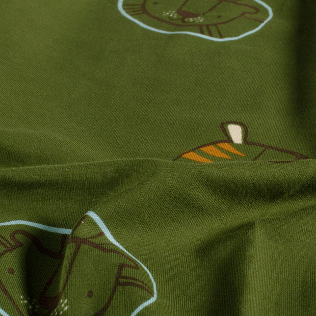 French Terry fabric Lions Khaki Green
