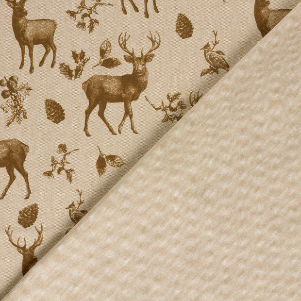 Aspecto lino tela Ciervos estampación digital 