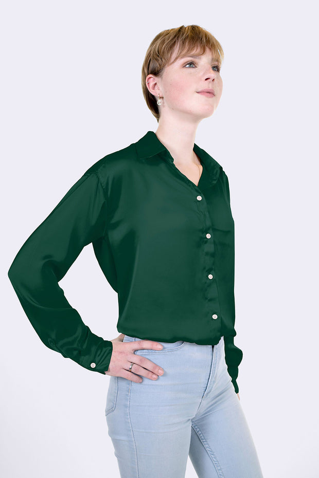 Satin fabric Unicolour Dark Green