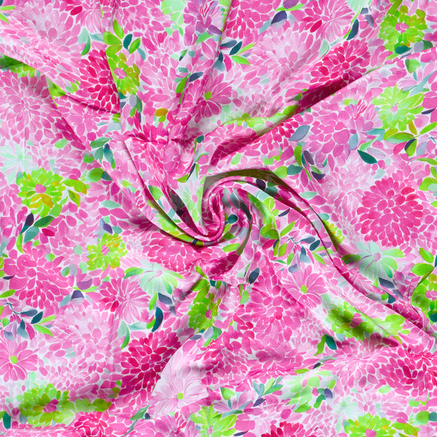 Viscose Satin fabrik Fuchsia digital bedruckt 