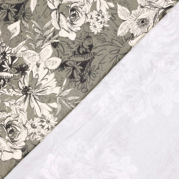 Sergé tissu fleurs imprimé numérique 