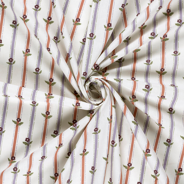 Cotton Poplin fabric Off White printed 