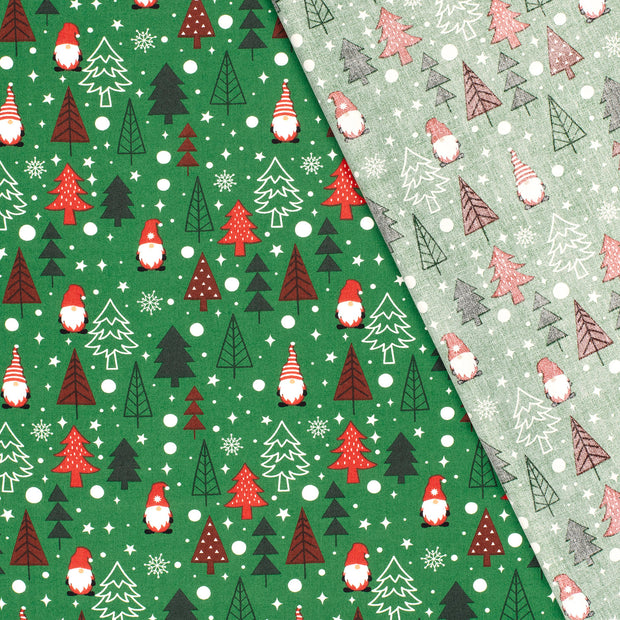 Cotton Poplin fabric Christmas trees printed 