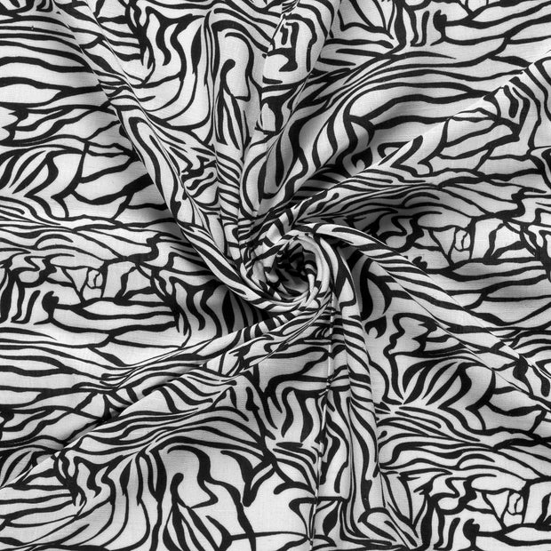 Woven Viscose Linen fabric White printed 