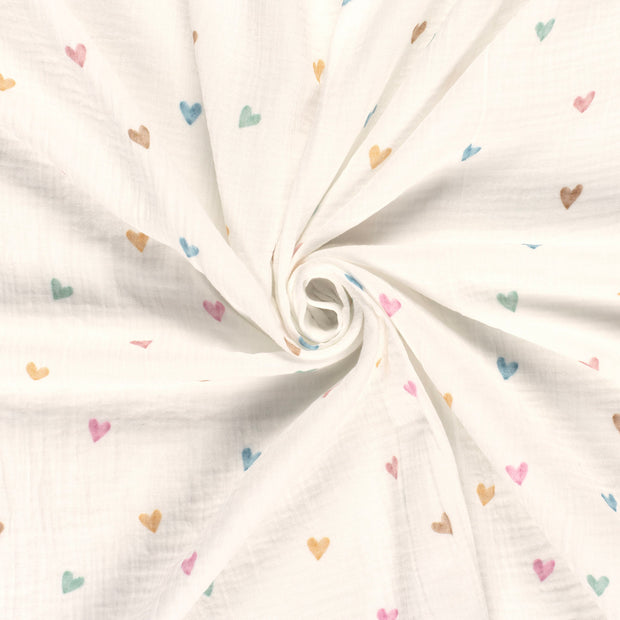 Muslin fabric Off White digital printed 