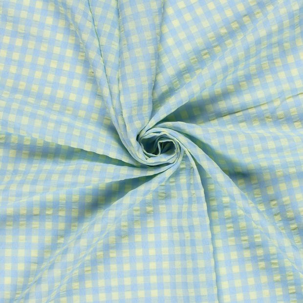 Cotton Poplin fabric Light Blue Seersucker 