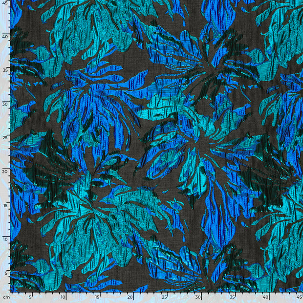 Jacquard tela Flores Petróleo