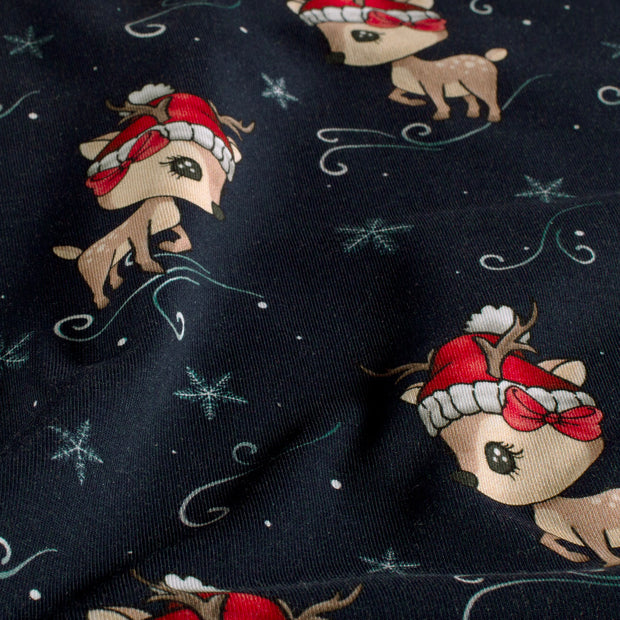 French Terry fabric Deer Navy