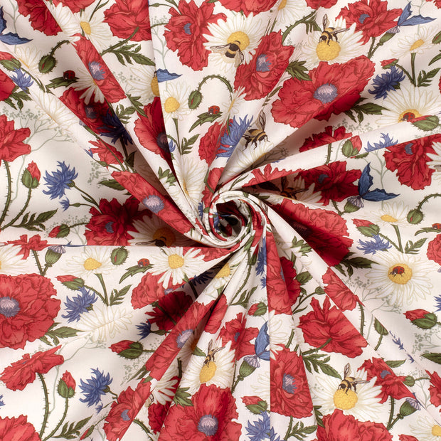 Cotton Poplin fabric Off White digital printed 
