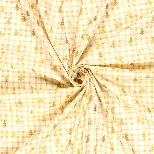 Cotton Poplin fabric Off White printed and foil 