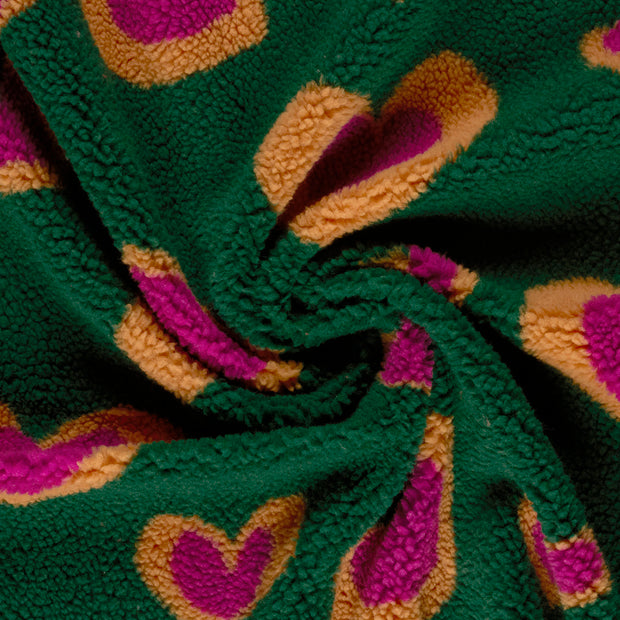Sherpa Fleece fabric Petrol printed 