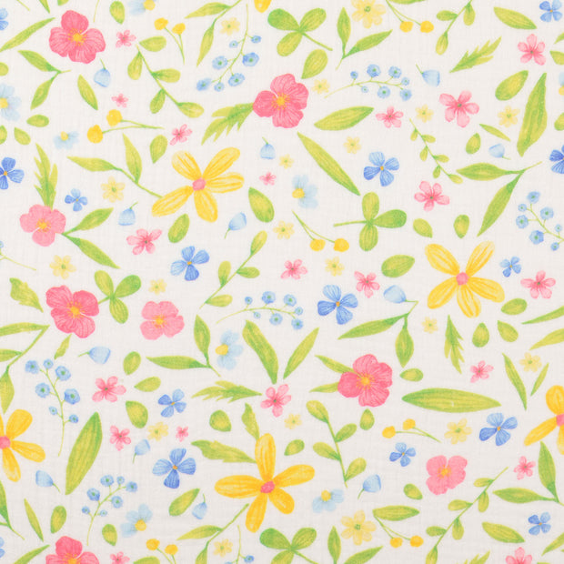 Mousseline stof Bloemen Multicolor