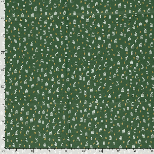 Cotton Poplin fabric Christmas Green