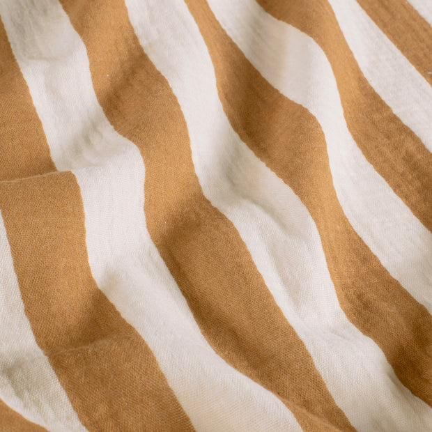 Muslin fabric Stripes Brique