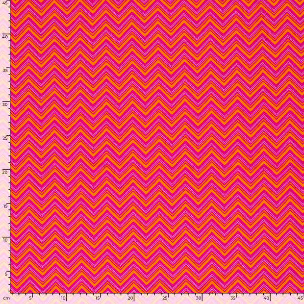 Jersey fabric Zigzag Orange