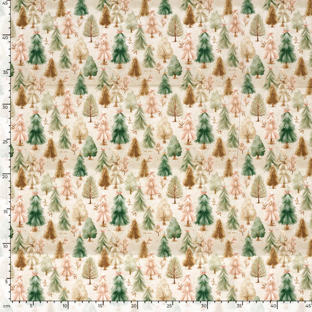 Cotton Poplin fabric Christmas Off White