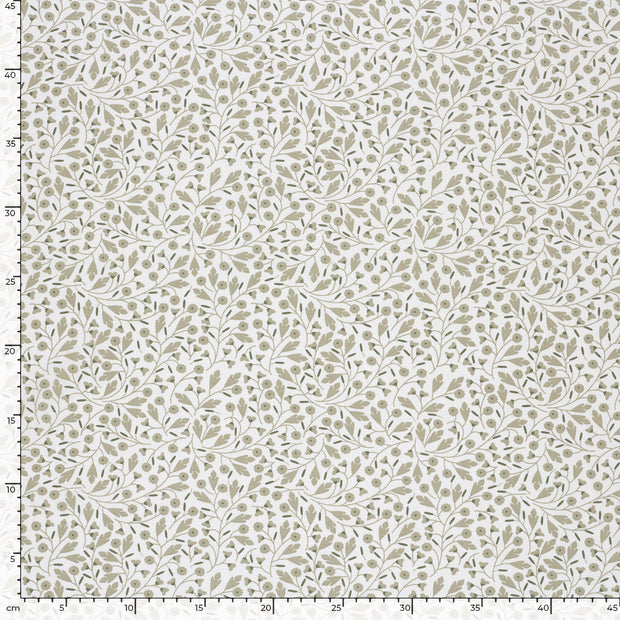 Cotton Poplin fabric Flowers Off White