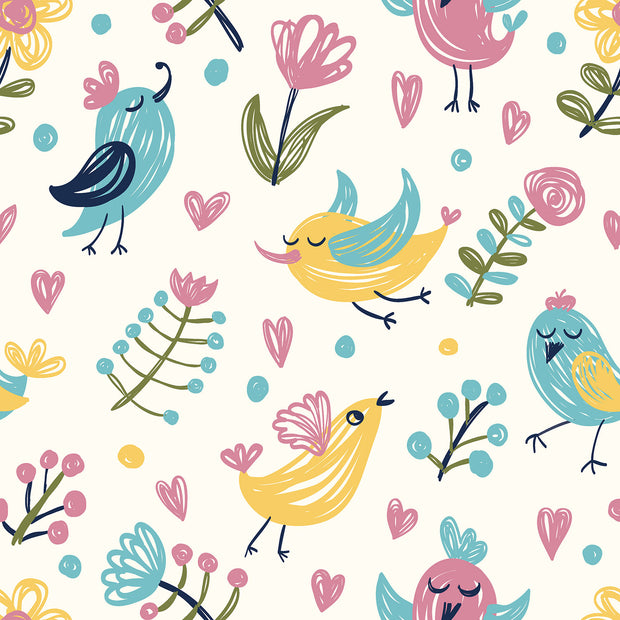 Aqua Protect (waterproof) fabric Birds Off White