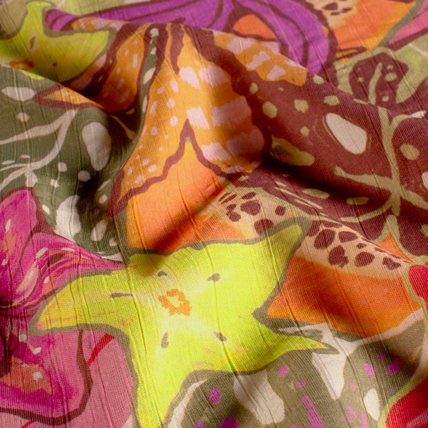 Viskose fabrik Blumen Fuchsia