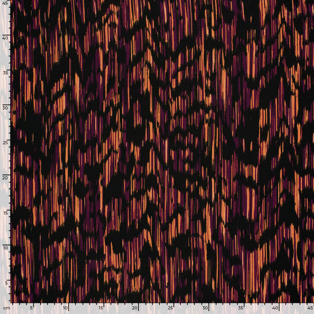 Viscose Nylon Crepe fabric Flowers Aubergine
