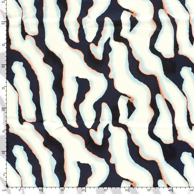 Viscose Satin fabric Abstract Navy