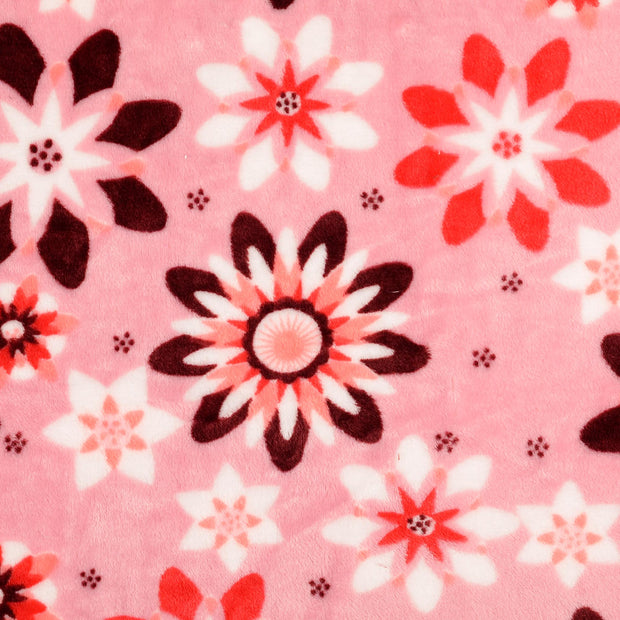 Fleece fabric Flowers Pink