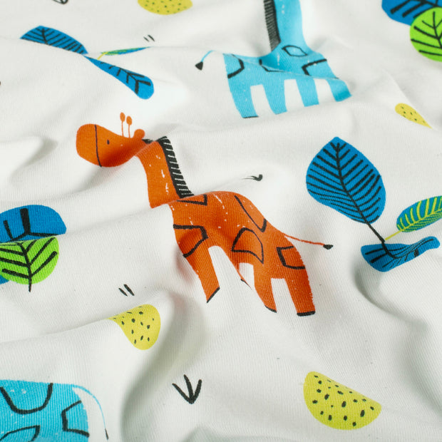 Jersey fabric Giraffes Off White