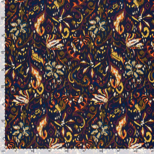 Satin Duchesse fabric Paisley Navy