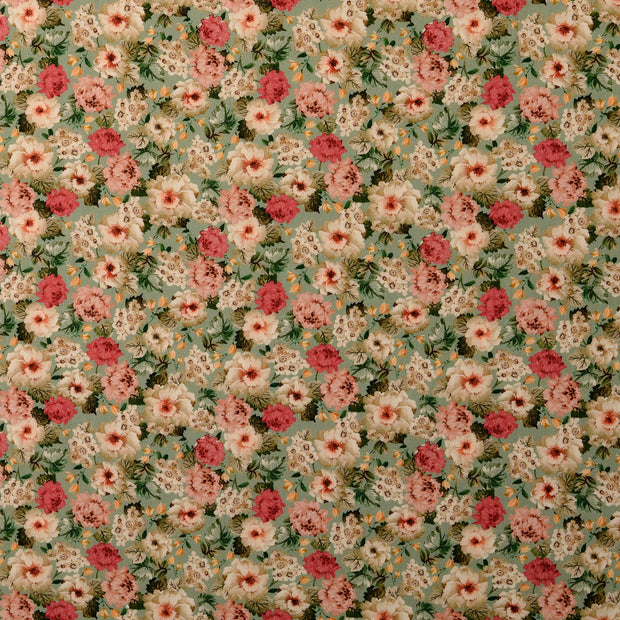 Algodón Popelina tela Flores Gris