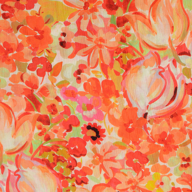 Viscose Poplin stof Bloemen Rood