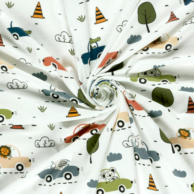 Jersey fabric Off White printed 