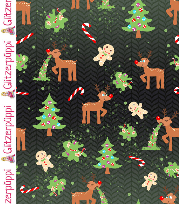 French Terry fabric Deer Green