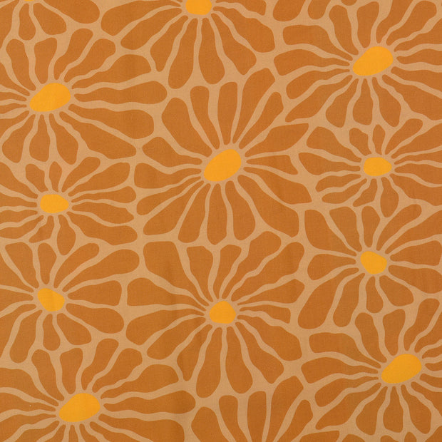 Viscose Poplin fabric Flowers Brown