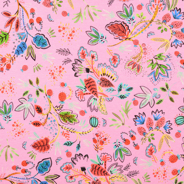 Jersey fabric Flowers Light Pink