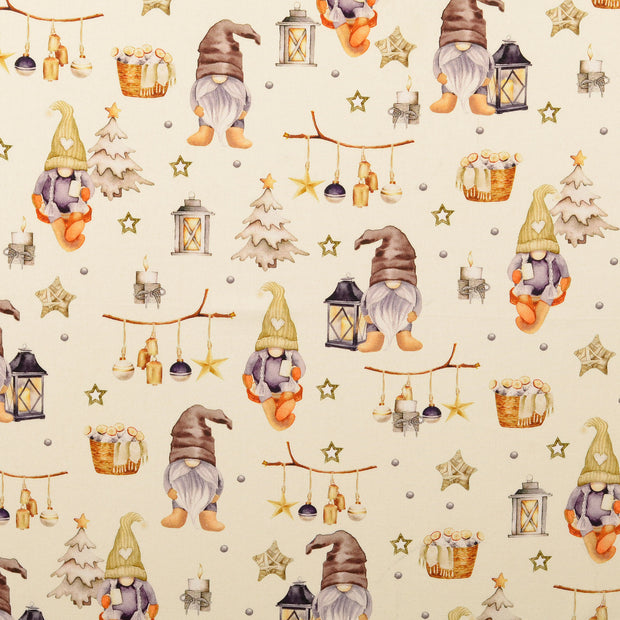 Cotton Poplin fabric Christmas Nude