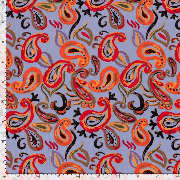 Woven Cotton Viscose fabric Paisley Lila