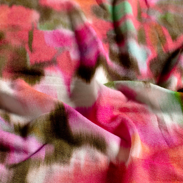 Viscosa Jersey tela Abstracto Rosa