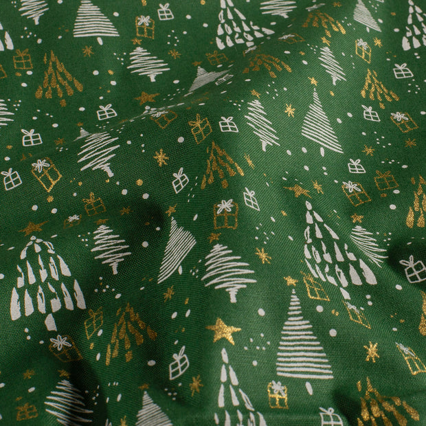 Cotton Poplin fabric Christmas Green
