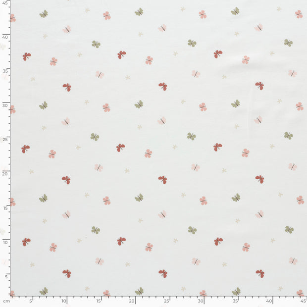 Jersey fabric Butterflies Off White