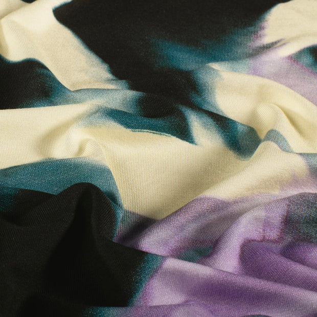 Viscose Vortex Jersey fabric Flowers Petrol
