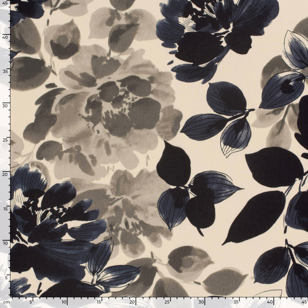 Borken Crepe fabric Abstract Off White