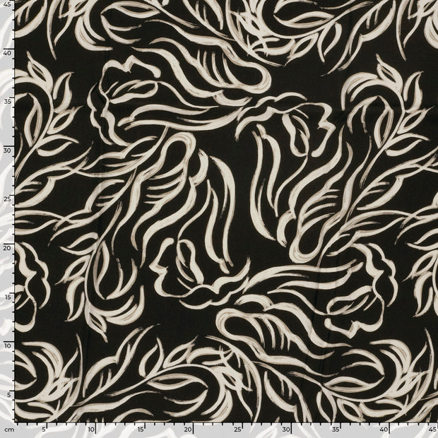 Viscose Twill stof Abstract Zwart