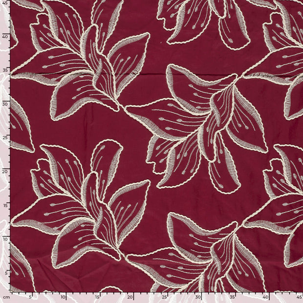 Voile tela Flores Burdeos