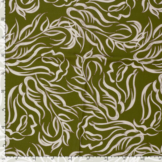 Viscose Twill fabric Abstract Khaki Green