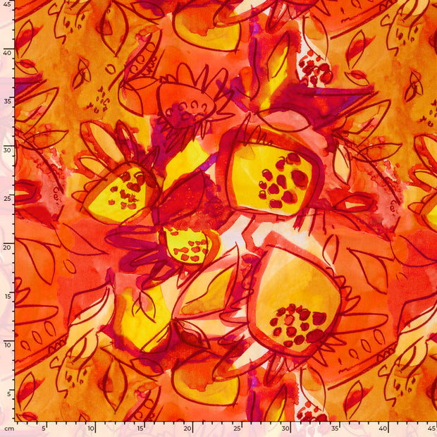 Viscose Poplin fabrik Abstrakt Orange