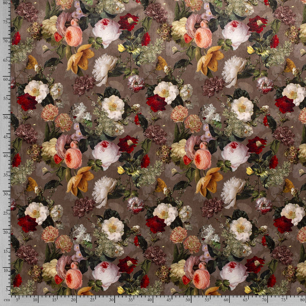 Velvet fabric Brown digital printed 