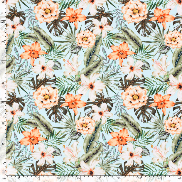 Swimwear Jersey UPF50 Recycled fabric Flowers Light Blue