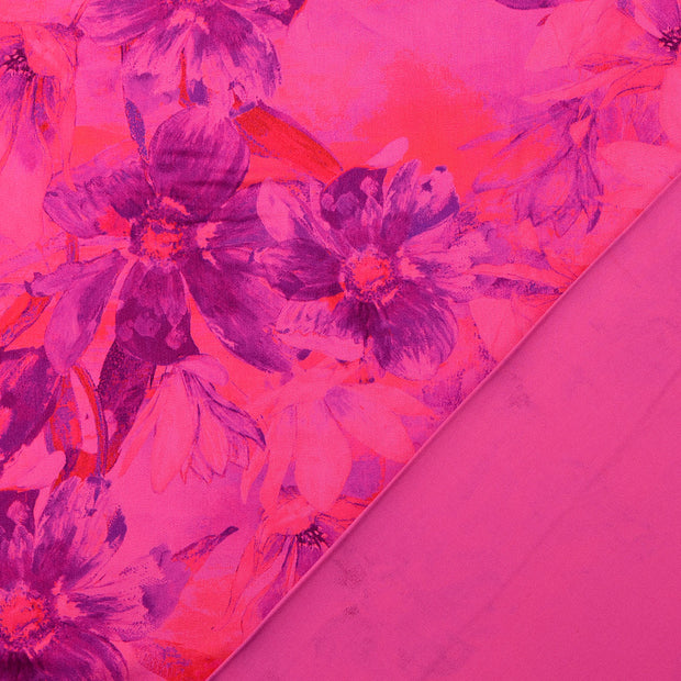 Viscose Satin fabric Pink digital printed 