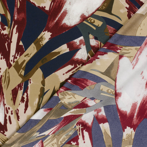 Satin Duchesse fabric Flowers printed 